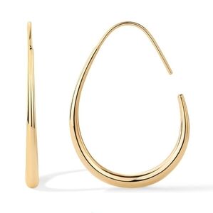 14K Gold Plated 925 Sterling Silver Post Lightweight Teardrop Hoop Earrings